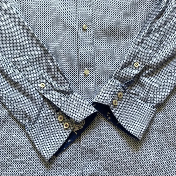 Ted Baker Dress Shirt Men 32/33 Blue Pattern Neck 14.5 Button Up Long Sleeve - Picture 6 of 14